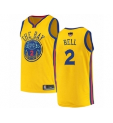 Men's Golden State Warriors #2 Jordan Bell Swingman Gold 2019 Basketball Finals Bound Basketball Jersey - City Edition