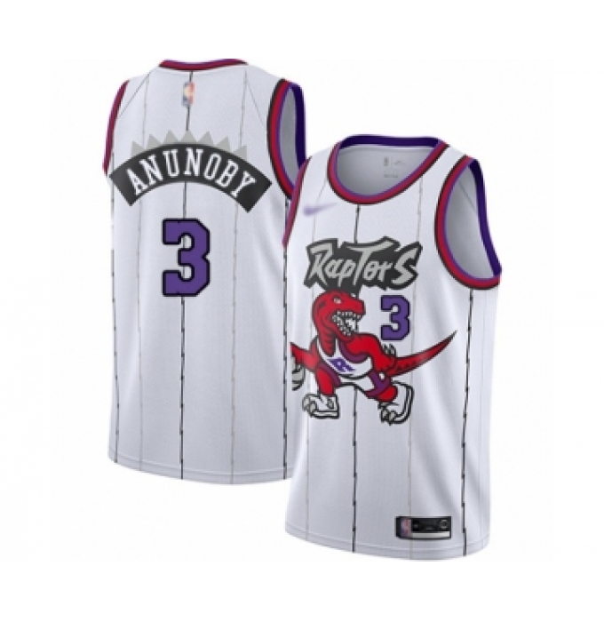 Youth Toronto Raptors #3 OG Anunoby Swingman White Hardwood Classics Basketball Jersey