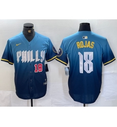Men's Philadelphia Phillies #18 Johan Rojas Number Blue 2024 City Connect Limited Stitched Jersey