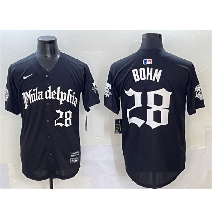 Men's Philadelphia Phillies #28 Alec Bohm Black Gothic Vapor Limited Stitched Jersey