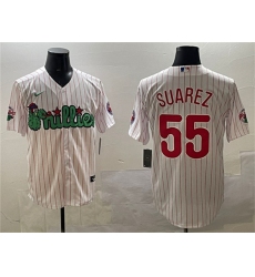Men's Philadelphia Phillies #55 Ranger Suárez White Phanatic Cool Base Stitched Jersey