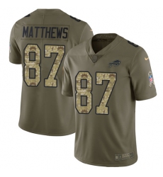 Men's Nike Buffalo Bills #87 Jordan Matthews Limited Olive/Camo 2017 Salute to Service NFL Jersey