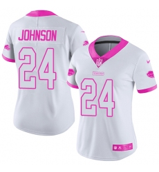 Women's Nike Buffalo Bills #24 Leonard Johnson Limited White/Pink Rush Fashion NFL Jersey