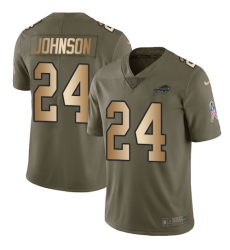 Youth Nike Buffalo Bills #24 Leonard Johnson Limited Olive/Gold 2017 Salute to Service NFL Jersey