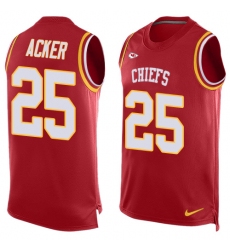 Men's Nike Kansas City Chiefs #25 Kenneth Acker Limited Red Player Name & Number Tank Top NFL Jersey