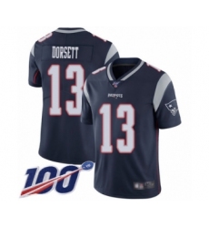 Men's New England Patriots #13 Phillip Dorsett Navy Blue Team Color Vapor Untouchable Limited Player 100th Season Football Jersey
