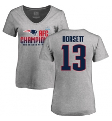 Women's Nike New England Patriots #13 Phillip Dorsett Heather Gray 2017 AFC Champions V-Neck T-Shirt