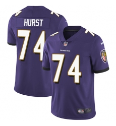 Men's Nike Baltimore Ravens #74 James Hurst Purple Team Color Vapor Untouchable Limited Player NFL Jersey