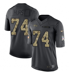 Youth Nike Baltimore Ravens #74 James Hurst Limited Black 2016 Salute to Service NFL Jersey