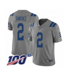Youth Indianapolis Colts #2 Rigoberto Sanchez Limited Gray Inverted Legend 100th Season Football Jersey