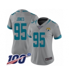 Women's Jacksonville Jaguars #95 Abry Jones Silver Inverted Legend Limited 100th Season Football Jersey