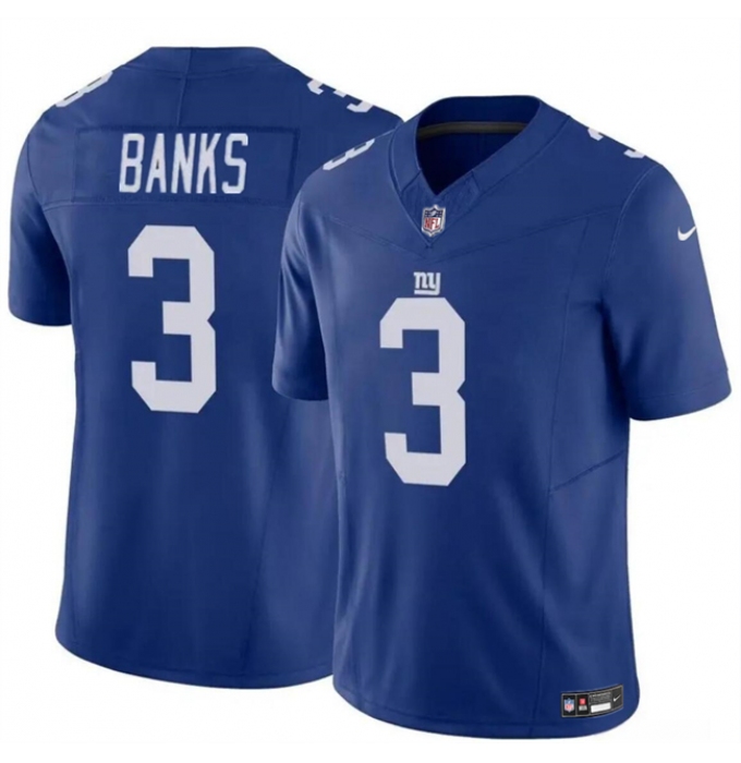 Men's New York Giants #3 Deonte Banks Blue 2023 F.U.S.E. Vapor Untouchable Limited Football Stitched Jersey