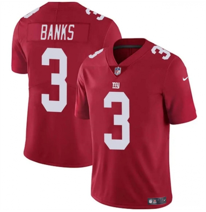 Men's New York Giants #3 Deonte Banks Red 2023 F.U.S.E. Vapor Untouchable Limited Football Stitched Jersey