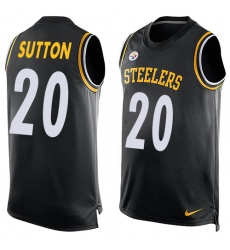 Men's Nike Pittsburgh Steelers #20 Cameron Sutton Limited Black Player Name & Number Tank Top NFL Jersey