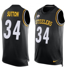 Men's Nike Pittsburgh Steelers #34 Cameron Sutton Limited Black Player Name & Number Tank Top NFL Jersey