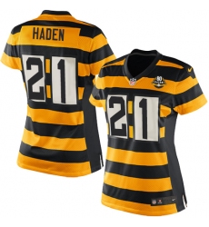 Women's Nike Pittsburgh Steelers #21 Joe Haden Game Yellow/Black Alternate 80TH Anniversary Throwback NFL Jersey