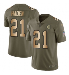 Youth Nike Pittsburgh Steelers #21 Joe Haden Limited Olive/Gold 2017 Salute to Service NFL Jersey
