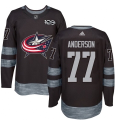Men's Adidas Columbus Blue Jackets #77 Josh Anderson Premier Black 1917-2017 100th Anniversary NHL Jersey