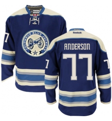 Men's Reebok Columbus Blue Jackets #77 Josh Anderson Premier Navy Blue Third NHL Jersey