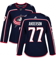 Women's Adidas Columbus Blue Jackets #77 Josh Anderson Premier Navy Blue Home NHL Jersey