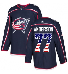 Youth Adidas Columbus Blue Jackets #77 Josh Anderson Authentic Navy Blue USA Flag Fashion NHL Jersey