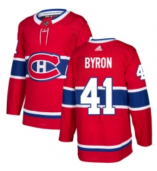 Men's Adidas Montreal Canadiens #41 Paul Byron Authentic Red Home NHL Jersey