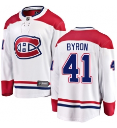 Men's Montreal Canadiens #41 Paul Byron Authentic White Away Fanatics Branded Breakaway NHL Jersey