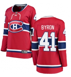 Women's Montreal Canadiens #41 Paul Byron Authentic Red Home Fanatics Branded Breakaway NHL Jersey