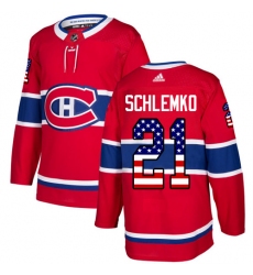 Youth Adidas Montreal Canadiens #21 David Schlemko Authentic Red USA Flag Fashion NHL Jersey