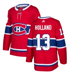Men's Adidas Montreal Canadiens #13 Peter Holland Authentic Red Home NHL Jersey