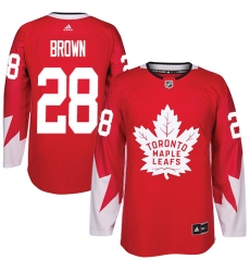 Men's Adidas Toronto Maple Leafs #28 Connor Brown Authentic Red Alternate NHL Jersey