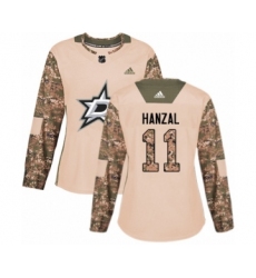 Women's Adidas Dallas Stars #11 Martin Hanzal Authentic Camo Veterans Day Practice NHL Jersey