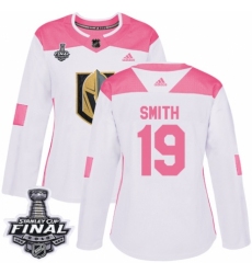 Women's Adidas Vegas Golden Knights #19 Reilly Smith Authentic White/Pink Fashion 2018 Stanley Cup Final NHL Jersey