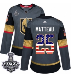 Women's Adidas Vegas Golden Knights #25 Stefan Matteau Authentic Gray USA Flag Fashion 2018 Stanley Cup Final NHL Jersey