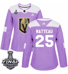 Women's Adidas Vegas Golden Knights #25 Stefan Matteau Authentic Purple Fights Cancer Practice 2018 Stanley Cup Final NHL Jersey