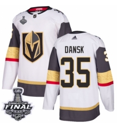 Women's Adidas Vegas Golden Knights #35 Oscar Dansk Authentic White Away 2018 Stanley Cup Final NHL Jersey