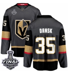 Youth Vegas Golden Knights #35 Oscar Dansk Authentic Black Home Fanatics Branded Breakaway 2018 Stanley Cup Final NHL Jersey