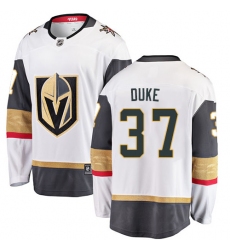 Youth Vegas Golden Knights #37 Reid Duke Authentic White Away Fanatics Branded Breakaway NHL Jersey
