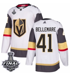 Men's Adidas Vegas Golden Knights #41 Pierre-Edouard Bellemare Authentic White Away 2018 Stanley Cup Final NHL Jersey