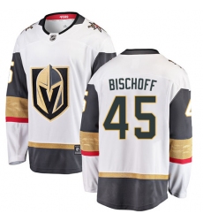 Men's Vegas Golden Knights #45 Jake Bischoff Authentic White Away Fanatics Branded Breakaway NHL Jersey