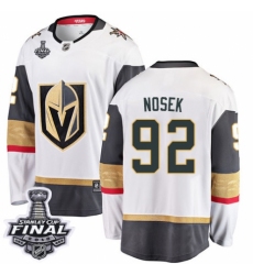 Men's Vegas Golden Knights #92 Tomas Nosek Authentic White Away Fanatics Branded Breakaway 2018 Stanley Cup Final NHL Jersey