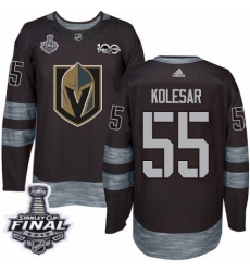 Men's Adidas Vegas Golden Knights #55 Keegan Kolesar Authentic Black 1917-2017 100th Anniversary 2018 Stanley Cup Final NHL Jersey