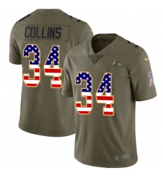 Youth Nike Baltimore Ravens #34 Alex Collins Limited Olive/USA Flag Salute to Service NFL Jersey