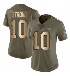 Women's Nike Jacksonville Jaguars #10 Jaelen Strong Limited Olive/Gold 2017 Salute to Service NFL Jersey