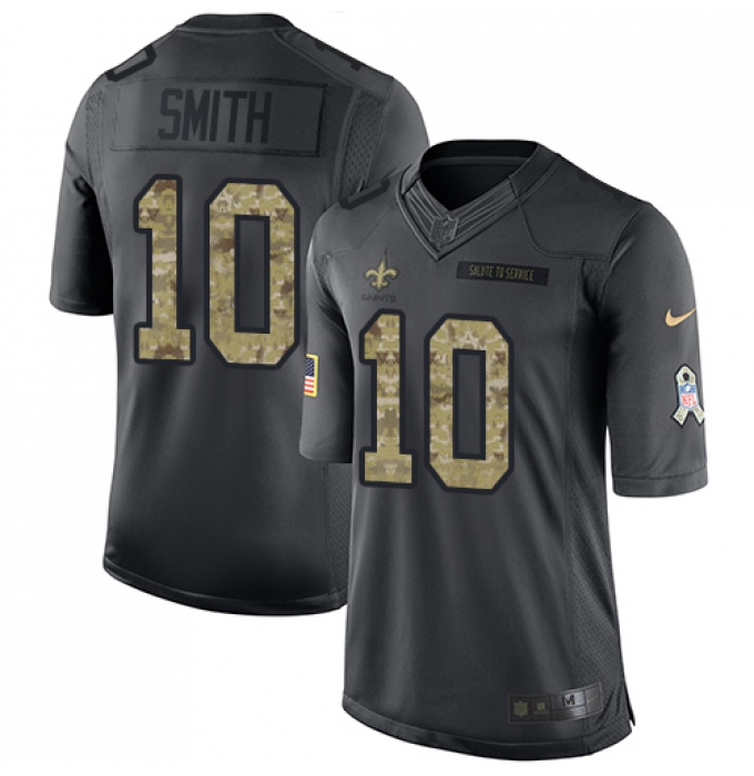 Men's Nike New Orleans Saints #10 Tre'Quan Smith Limited Black 2016 Salute to Service NFL Jersey