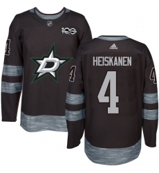 Men's Adidas Dallas Stars #4 Miro Heiskanen Authentic Black 1917-2017 100th Anniversary NHL Jersey