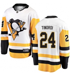 Men's Pittsburgh Penguins #24 Jarred Tinordi Fanatics Branded White Away Breakaway NHL Jersey