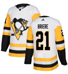 Women's Adidas Pittsburgh Penguins #21 Michel Briere Authentic White Away NHL Jersey