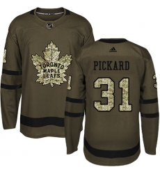 Men's Adidas Toronto Maple Leafs #31 Calvin Pickard Authentic Green Salute to Service NHL Jersey