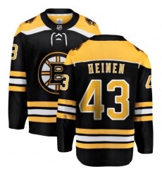 Men's Boston Bruins #43 Danton Heinen Authentic Black Home Fanatics Branded Breakaway NHL Jersey